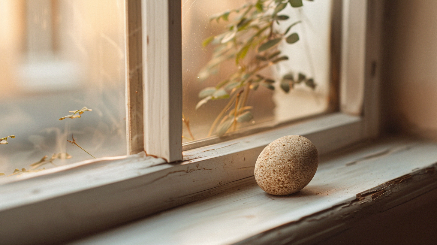 A small childhood object resting quietly on a windowsill