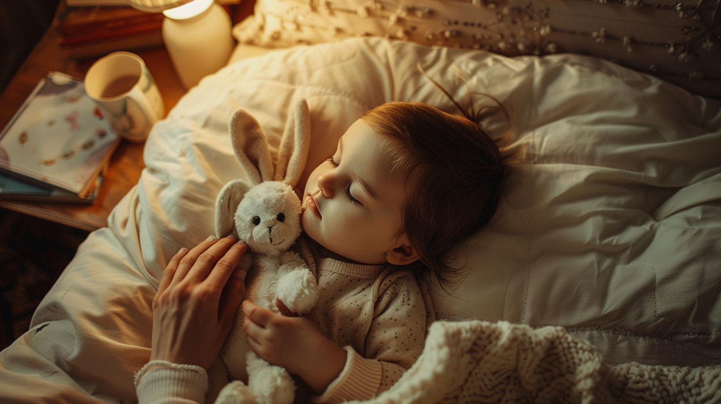 Toddler resting under a blanket during a calm bedtime routine