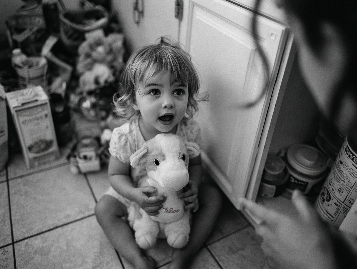 Toddler using sounds and gestures to communicate