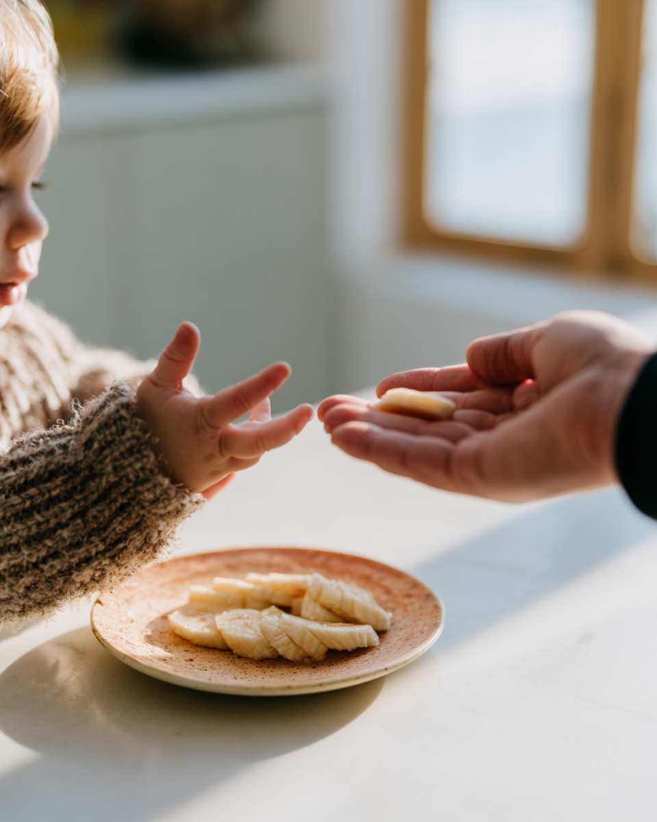 Toddler asking for more banana